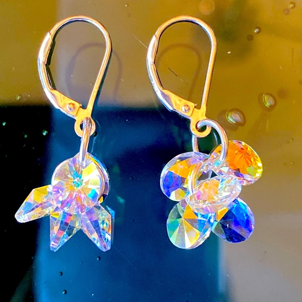 SJC .925 Swarovski AB Crystal Cluster Earrings
